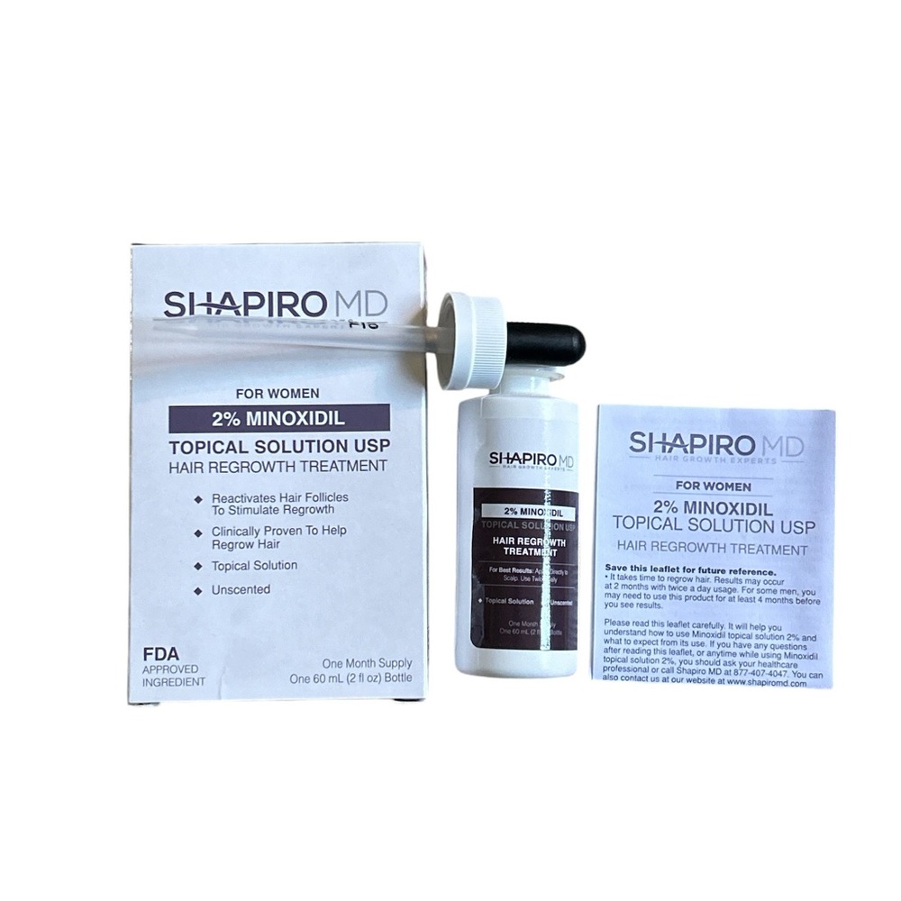 NEW Shapiro MD Minoxidil 2% Topical Solution USP Hair Regrowth for Women - 2oz